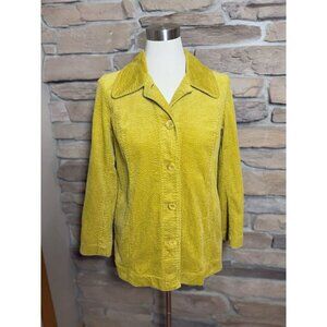J Jill Women's Corduroy Shacket Size Petite Small Green Yellow